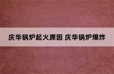 庆华锅炉起火原因 庆华锅炉爆炸